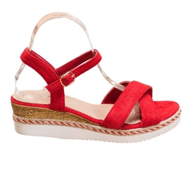 Small Swan Wedge Sandals With Glitter red Small Swan Wedge Sandals With Glitter red