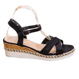 Small Swan Wedge Sandals With Glitter black Small Swan Wedge Sandals With Glitter black