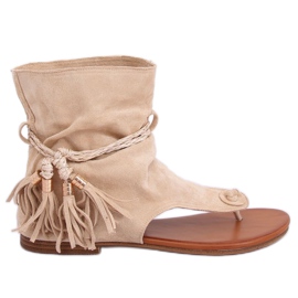 SEA Women's Sandals Flip Flops With Shank Beige SL1011 Madrit
