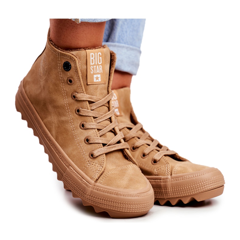 Women's Sneakers Big Star High Warm Camel GG274072 brown