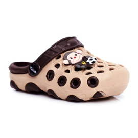 Children's Slippers Foam Crocs Brown Monkey Footballer