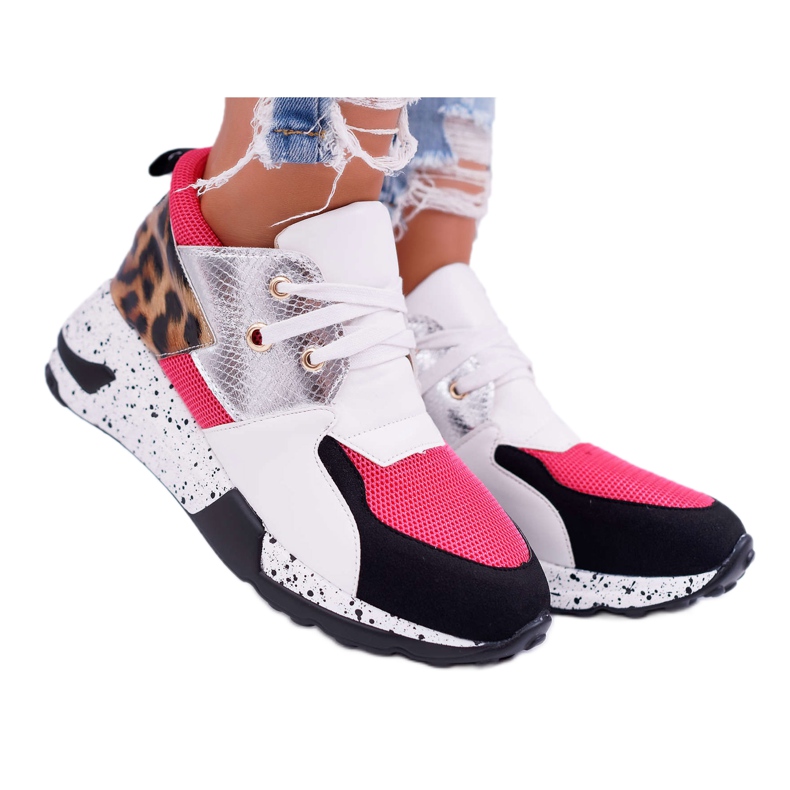 Women's Sport Shoes Lu Boo With Leopard Pattern White Malibu black pink silver