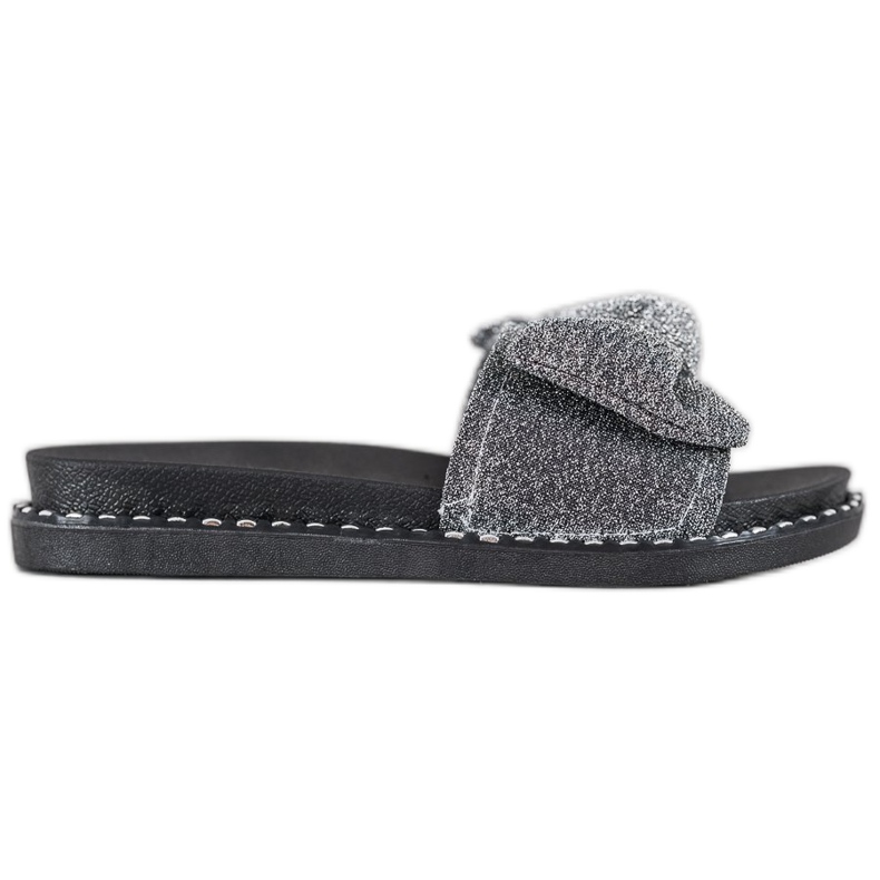 VINCEZA Glitter Slippers black grey VINCEZA Glitter Slippers black grey
