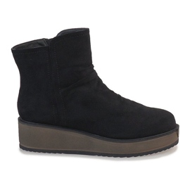 Black suede wedge boots T122