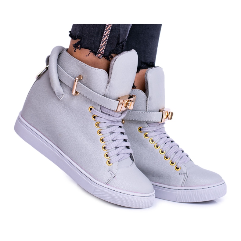Women's Sneakers Lu Boo Gray Warmed Golden Padlock grey