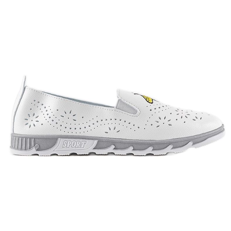 White openwork sneakers with the imprint JH81172-1