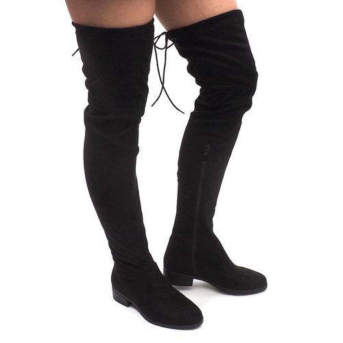 Suede Pompon Boots AB02-53 Black