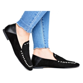 Lu Boo Women's Black Lords Ballerinas with Planta Rhinestones Lu Boo Women's Black Lords Ballerinas with Planta Rhinestones