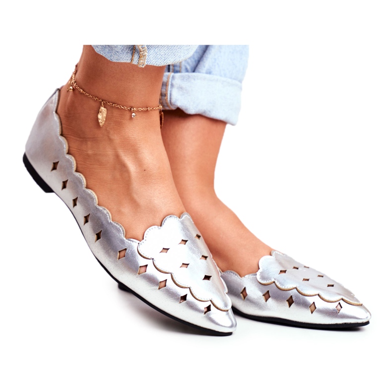 Lu Boo Women's Ballerinas Silver Metallic Dianna grey