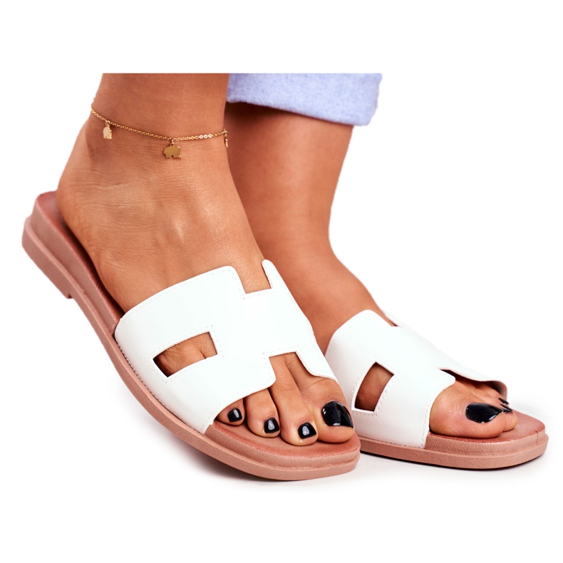 BUGO Women's Slippers White Geometric Classic Theodora