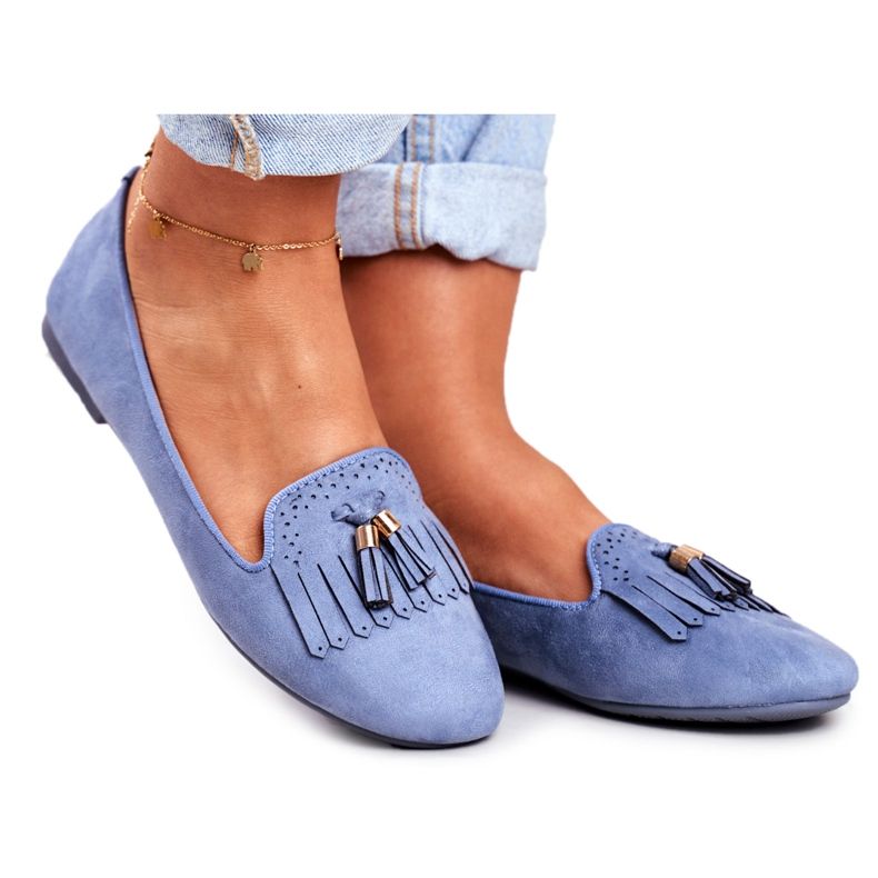 BUGO Women's Loafers Blue Lords Fringes Therese