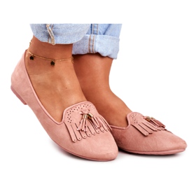 BUGO Women's Loafers Pink Lords Fringes Therese