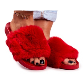 PB2 Women's Slippers With Fur Red Sensitive