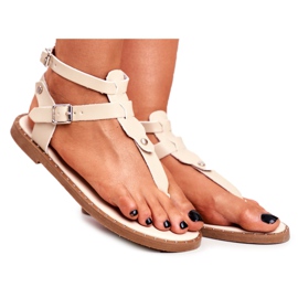 Lu Boo Women's Sandals Beige Japanese Gladiators Achilla