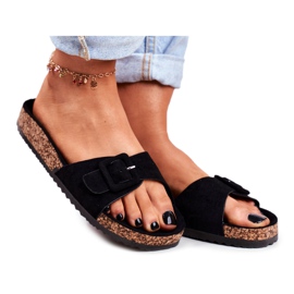 BUGO Women's Slippers Buckle Adjustment Black Rosaline BUGO Women's Slippers Buckle Adjustment Black Rosaline