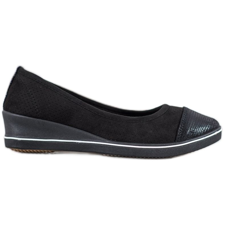 SHELOVET Black Ballerina On Wedge
