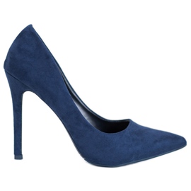 Small Swan Suede Pumps On A Pin blue