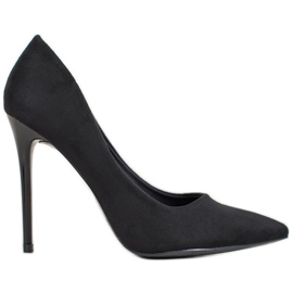 Small Swan Black Suede Heels