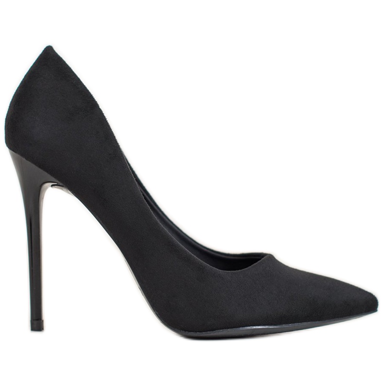 Small Swan Black Suede Heels