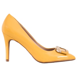 Fama Pumps With A Decorative Buckle yellow