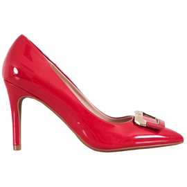 Fama Pumps With A Decorative Buckle red Fama Pumps With A Decorative Buckle red
