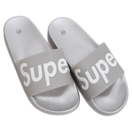 Gray and silver women's slippers CK110 Silver grey