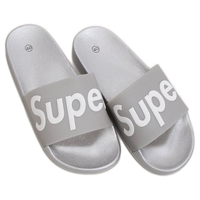 Gray and silver women's slippers CK110 Silver grey