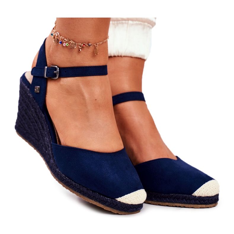 Women's Sandals On A Braided Wedge Big Star Navy Blue DD274A172 Women's Sandals On A Braided Wedge Big Star Navy Blue DD274A172