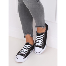 Classic black women's sneakers JD05 BLACK / WHITE