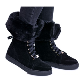 Black Suede Booties Lu Boo Timberki with fur Black Suede Booties Lu Boo Timberki with fur
