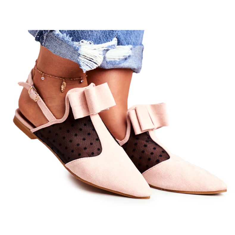 Lu Boo Women's Ballerina Bows Mule Pink Domino