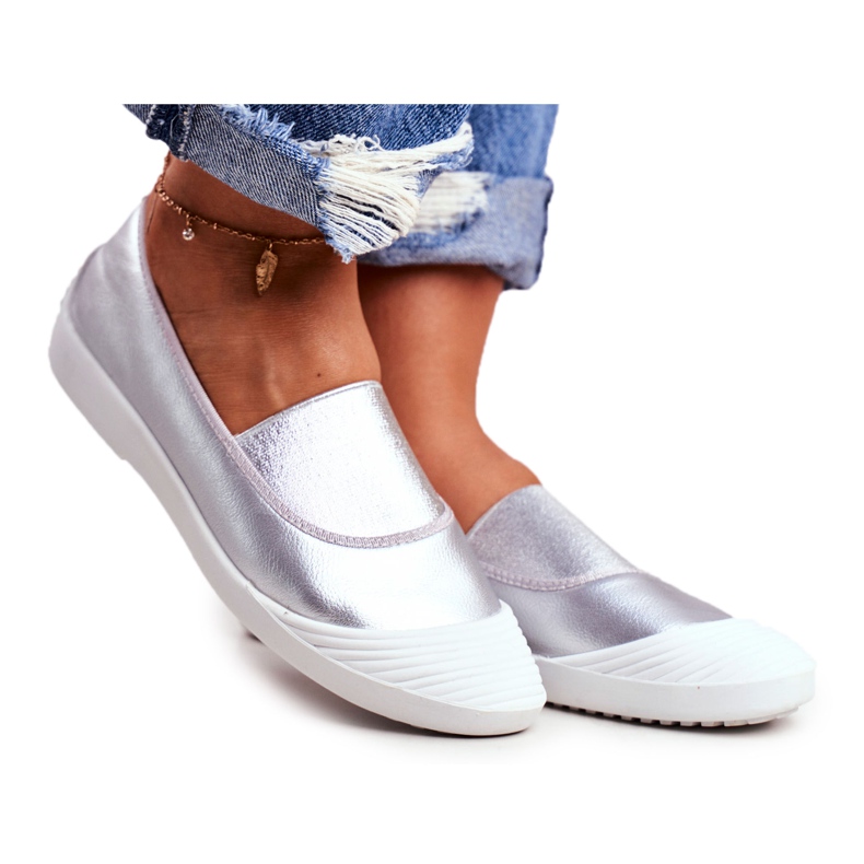 LU BOO Sneakers Slip On Slip-on Sneakers Silver Justy grey