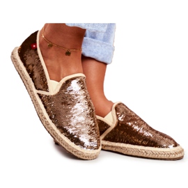Women's Espadrilles Big Star Iridescent Sequins Gold DD274A161 golden