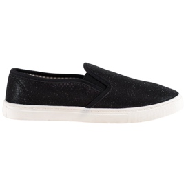 SHELOVET Slip-on Sneakers With Glitter black SHELOVET Slip-on Sneakers With Glitter black