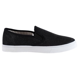 SHELOVET Black Slipons With Glitter