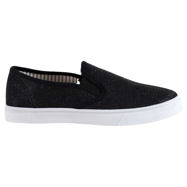 SHELOVET Black Slipons With Glitter