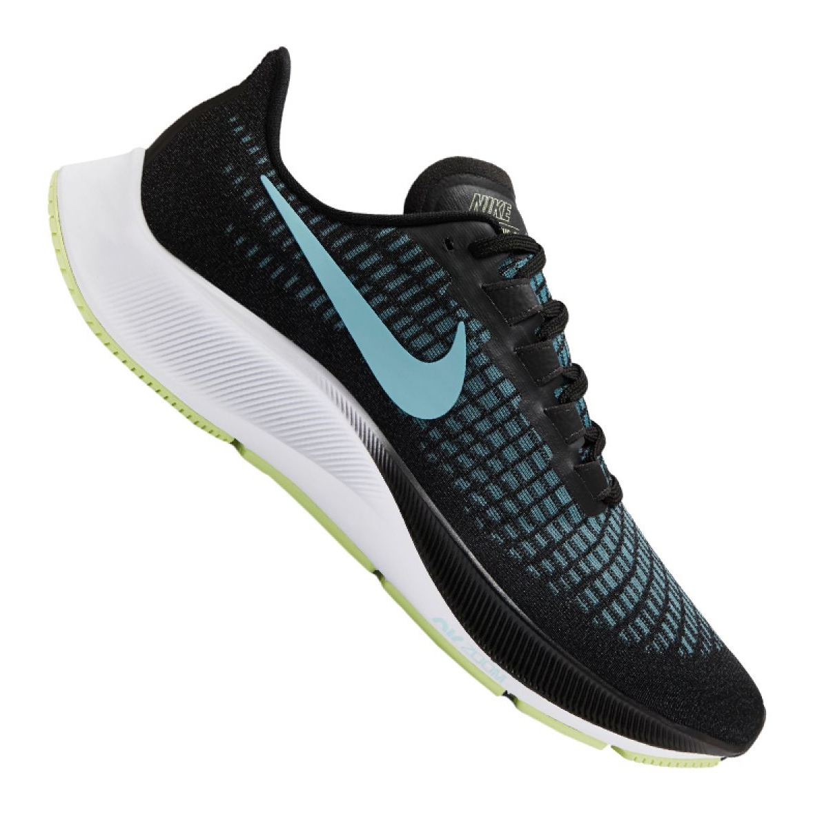 black and blue nike running shoes