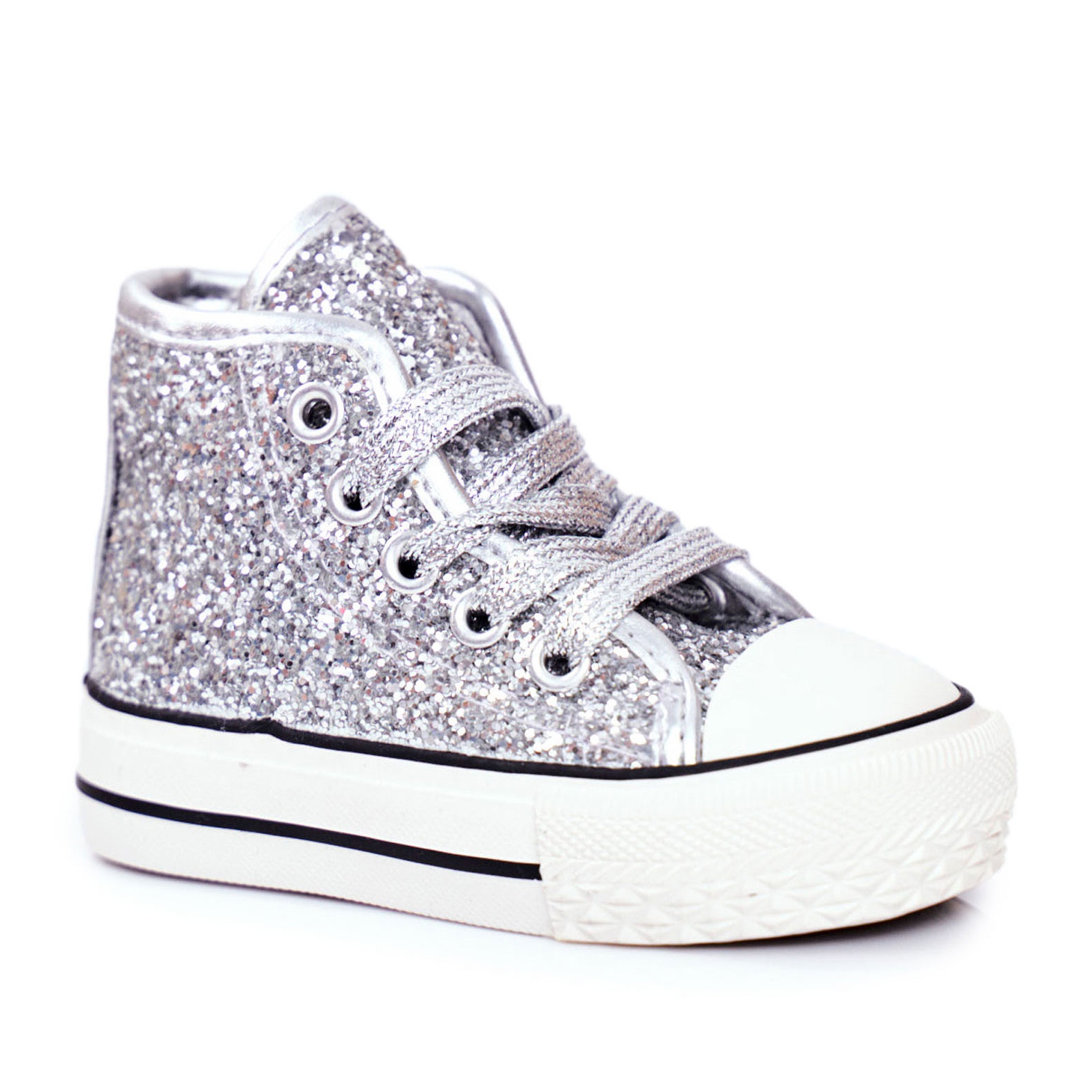 Childrens silver glitter converse sales