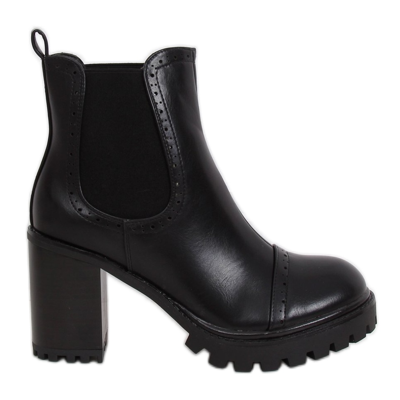 Black HE113 Black high-heeled boots