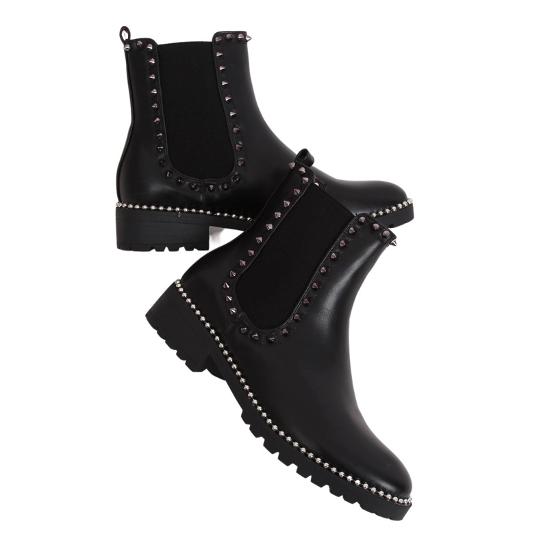 Black Chelsea boots with studs black NC826 Black