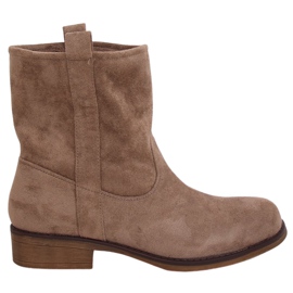 Women's suede dark beige boots ST-18P Khaki brown