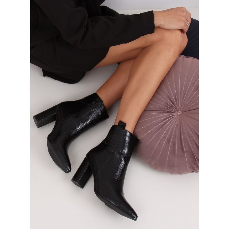 Black Snake leather high-heeled boots RB54 Black