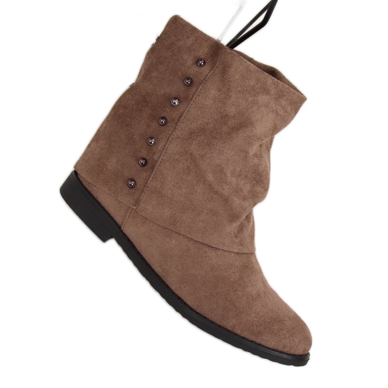 Boots on a hidden beige wedge ST-03P Khaki brown