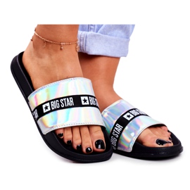 Women's Slippers Big Star Silver Holo GG274005 grey