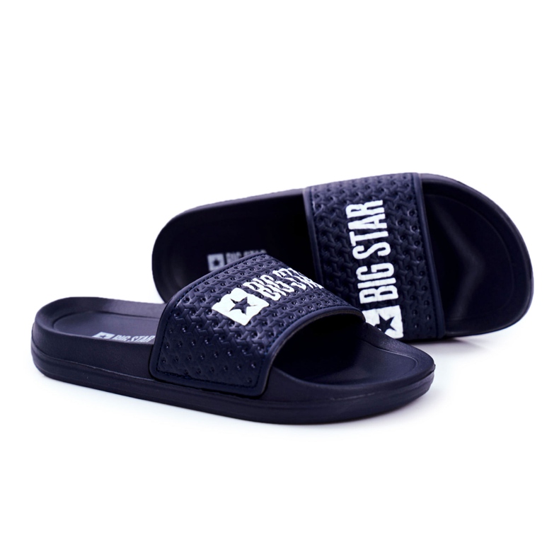 Children's Slippers Big Star Navy Blue Quilted GG374802
