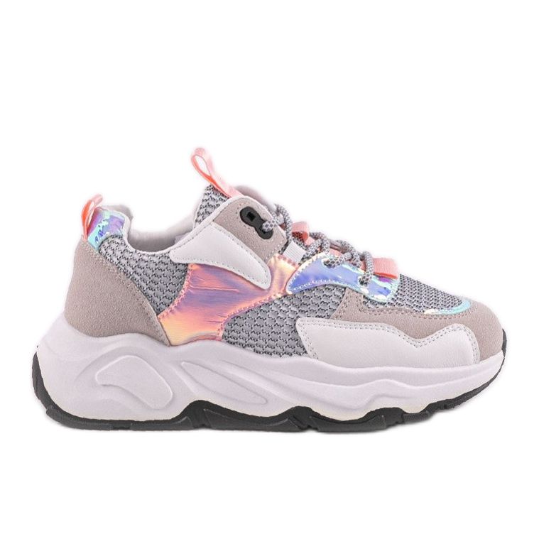White sneakers with pink RAL-63 inserts