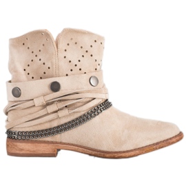 Bella Paris Boots With Decorative Stripes beige