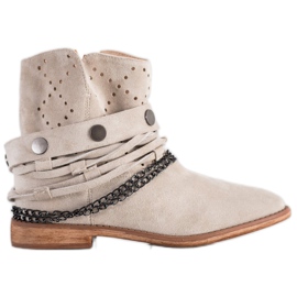 Bella Paris Boots With Decorative Stripes beige