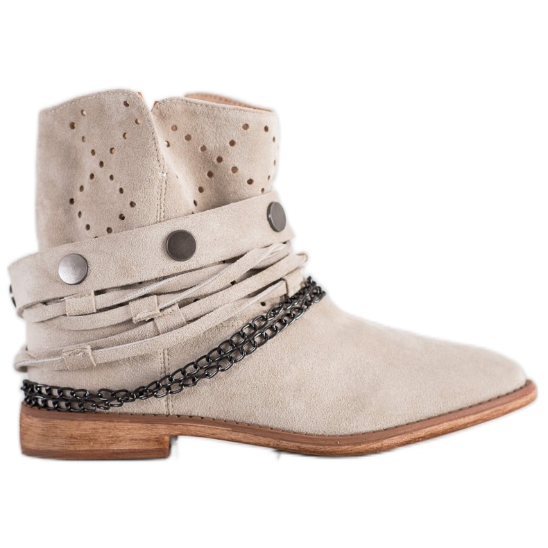 Bella Paris Boots With Decorative Stripes beige