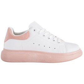 SHELOVET Sneakers On A Powder Platform white pink